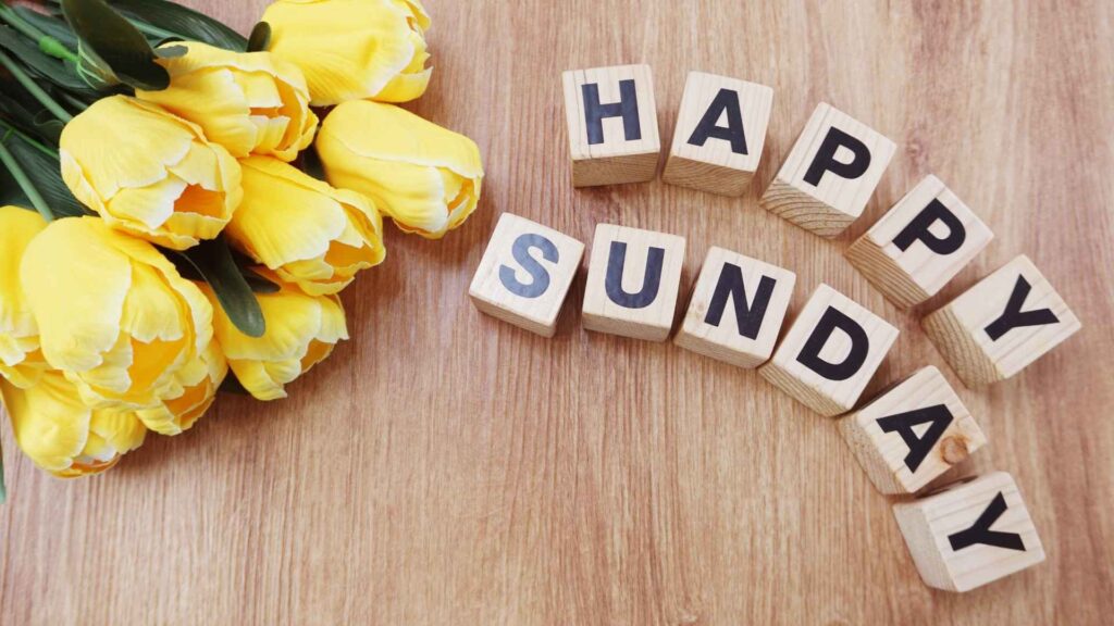 Happy Blessing Sunday quote with yellow flowers